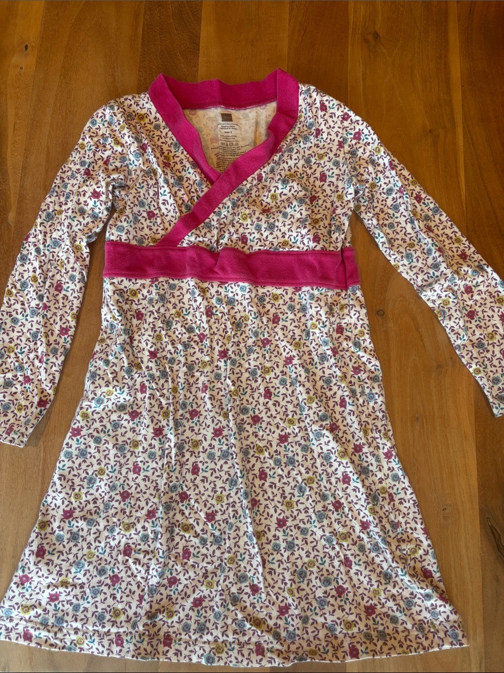 Tea Collection Floral Dress with Pink Trim